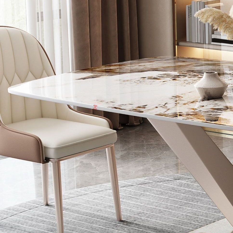 Modern Dining Set 1/5/7 Pcs Sintered Stone Top Table with Dining Upholstered Chairs