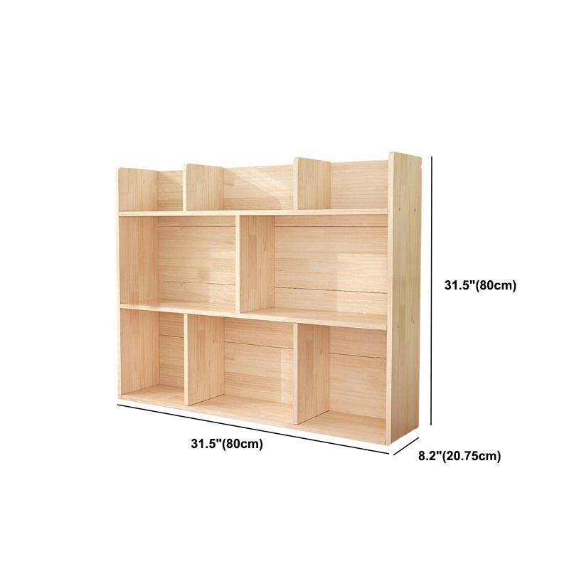 Mid-Century Modern Natural Bookcase Wooden Standard Bookshelf with Closed Back