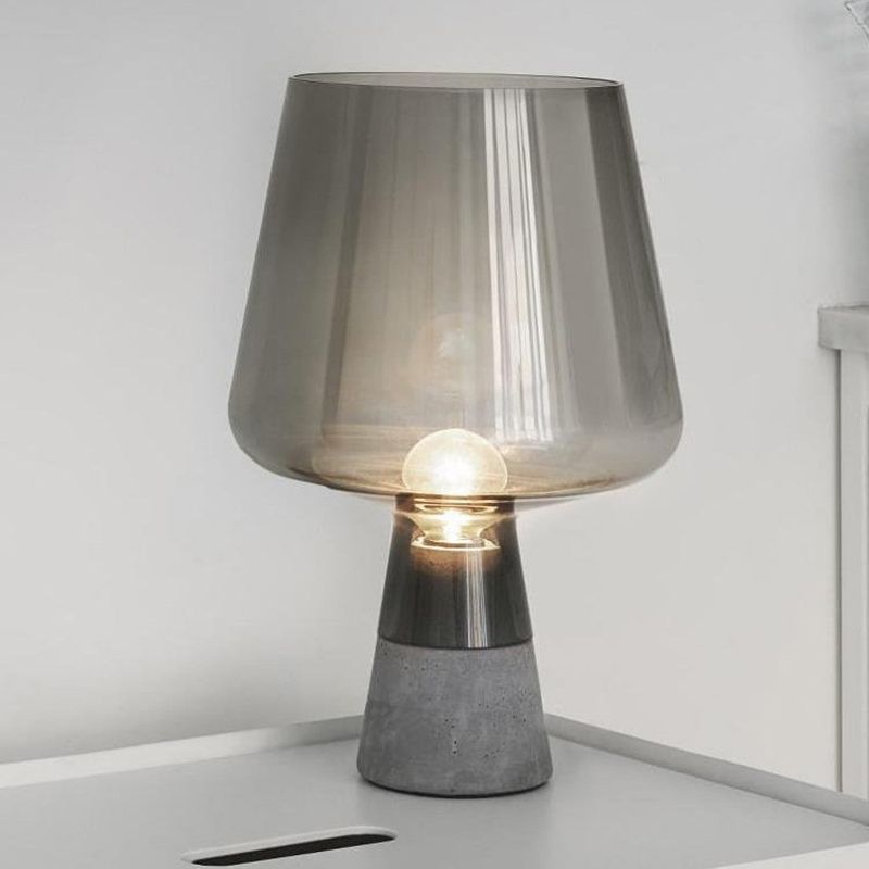 Cement Base Nordic Minimalism Glass Table Lamp Creative Goblet-shaped Single Bulb Nightstand Light