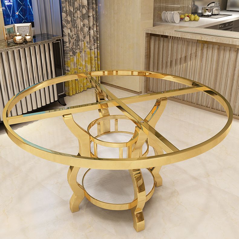 Luxury Style Marble Dining Table Single Pedestal Base Round Table for Home