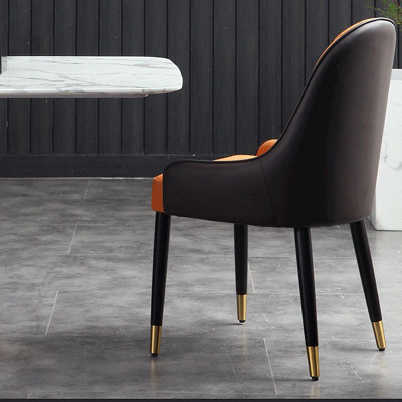 Glam Parsons Side Chair PU Leather Indoor Dining Chair for Living Room