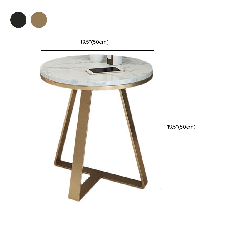 Round Marble End Table Set Glam Dia 19.7-In Sofa Side Accent Table