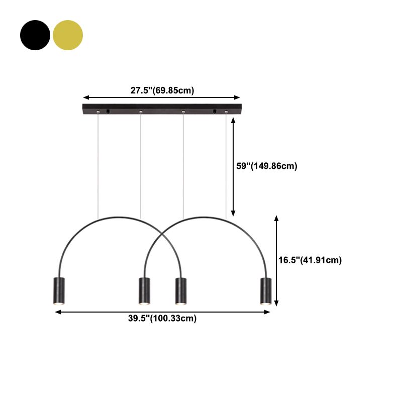Aluminum 2 / 3 / 4 / 5 - Light Ceiling Light- Black / Gold Linear Kitchen Island Fixture