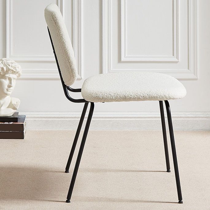 Contemporary Side Chair Open Back Metal Dining Room Chair in White