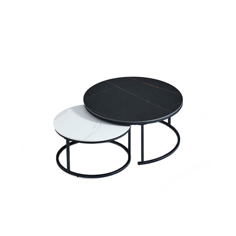 Minimalism Frame Cocktail Table Slate Top Coffee or End Table with Storage Drawers