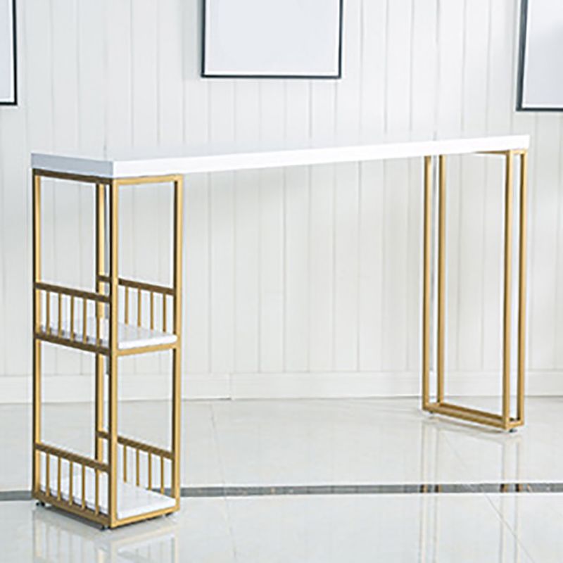 Modern Fixed Table with Metal Base Bar Table for Living Room