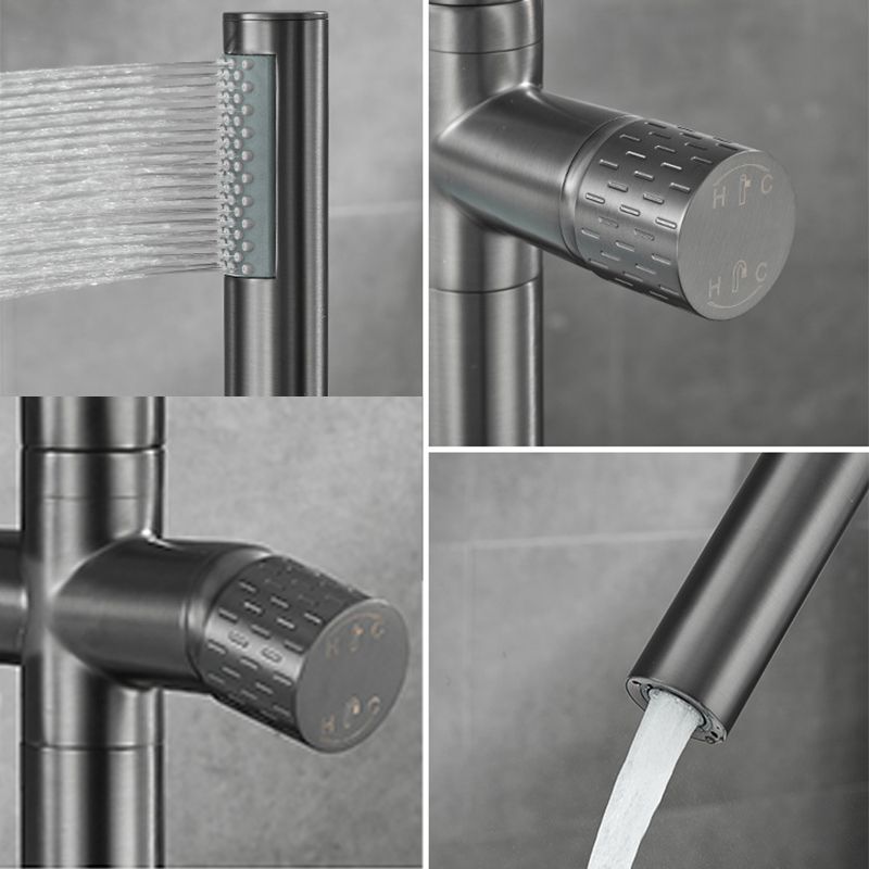 Floor Mounted Metal Freestanding Tub Filler Hand Shower Freestanding Faucet