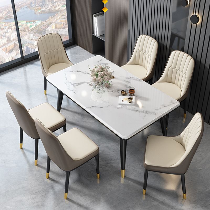 Glam Style Parsons Side Chair Faux Leather Indoor Dining Chair