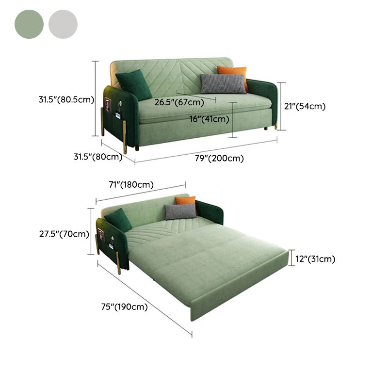 Glam Style Sofa Bed Square Arm Sleeper Sofa,31.49" Wide with Storage