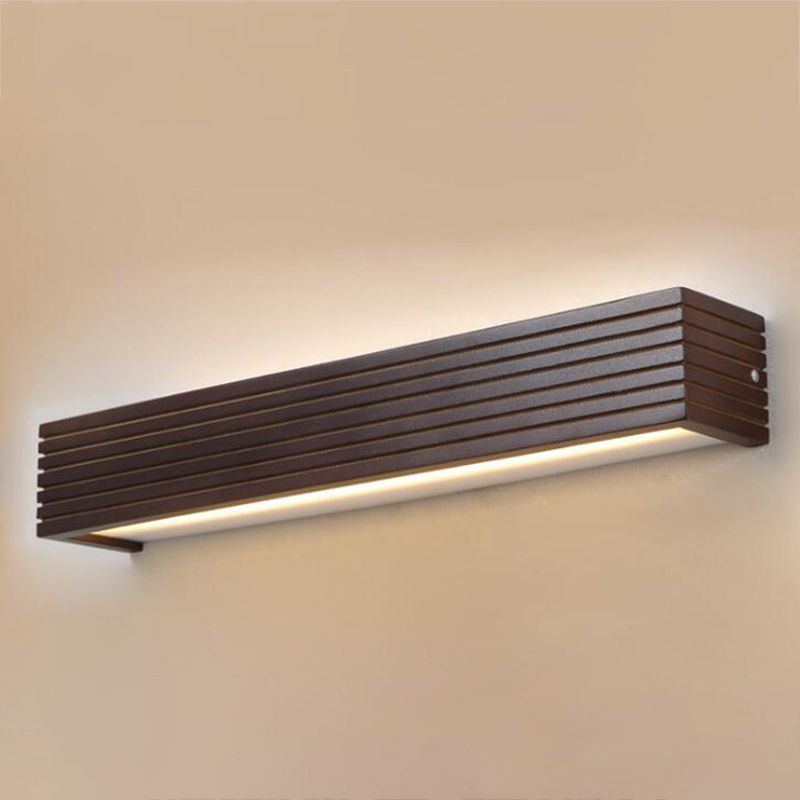 Sfonde da parete in legno in legno lineare moderno a 1 luci di illuminazione da parete a specchio in marrone