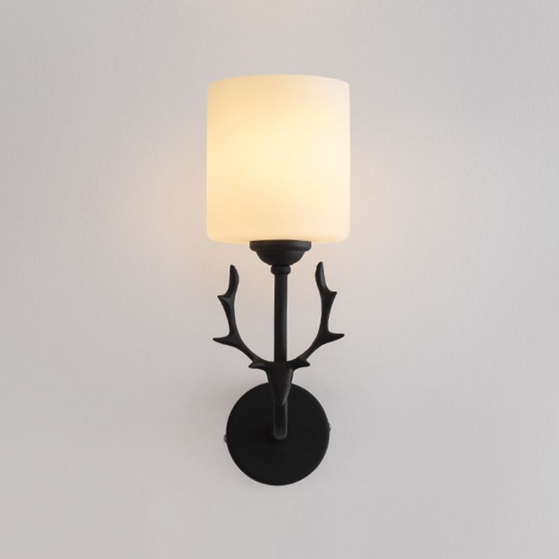 1-Light Cylinder Sconce Light Modern Glass Sconce Light Fixture