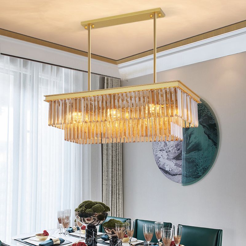 Modern Island Lighting 6-Light Crystal Hanging Light for Dining Table