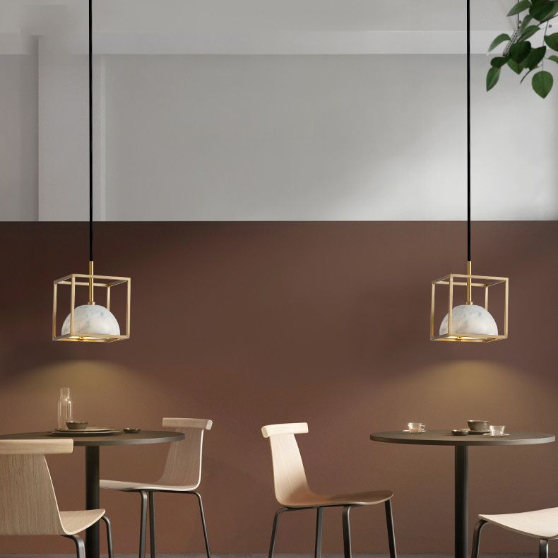 Marble Kit de lampe suspendue en marbre One Head Copper pour salle à manger de chambre à coucher