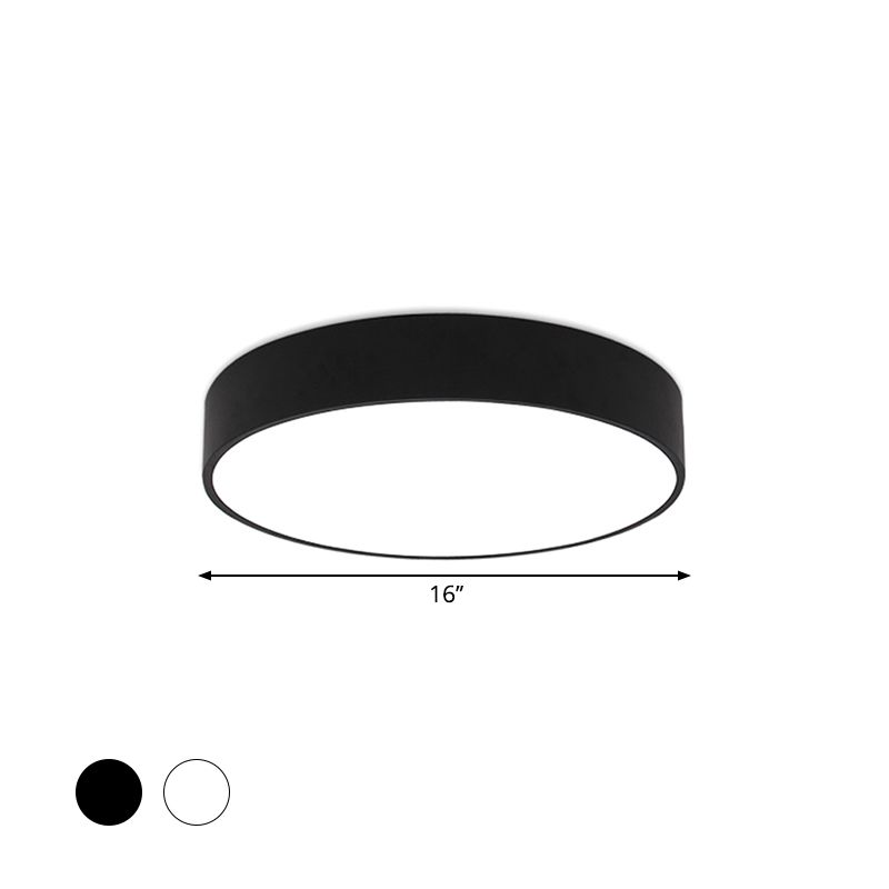 Lámpara empotrada redonda en blanco y negro, minimalista, 16"/23,5"/31,5" de diámetro, lámpara LED acrílica de montaje en techo