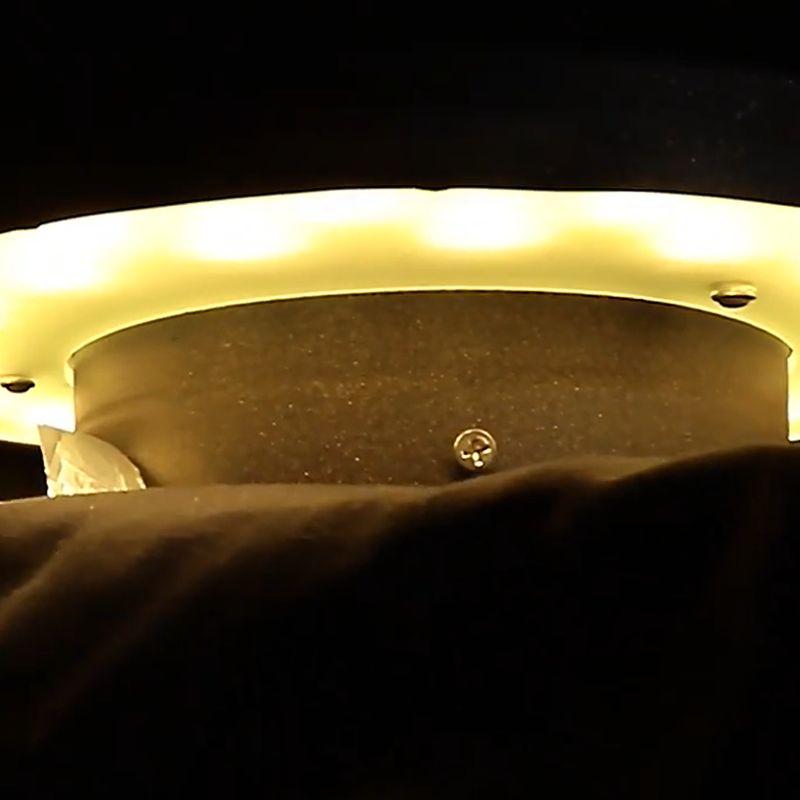 Round Solar Lawn Light Black Waterproof Light with Metal for Courtyard