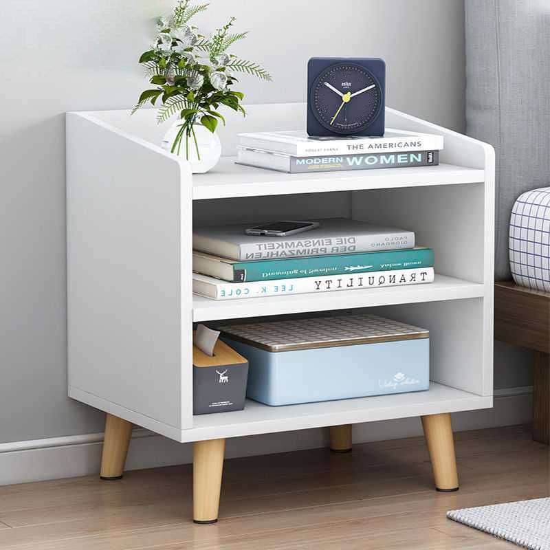 15.7" /18.8" Tall Wooden Nightstand Modern Night Stand with Shelves