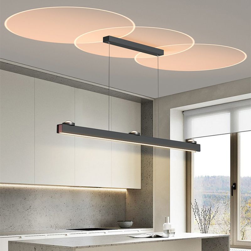Linear Shape Metal Island Chandelier Modern Style 4 Lights Island Ceiling Light