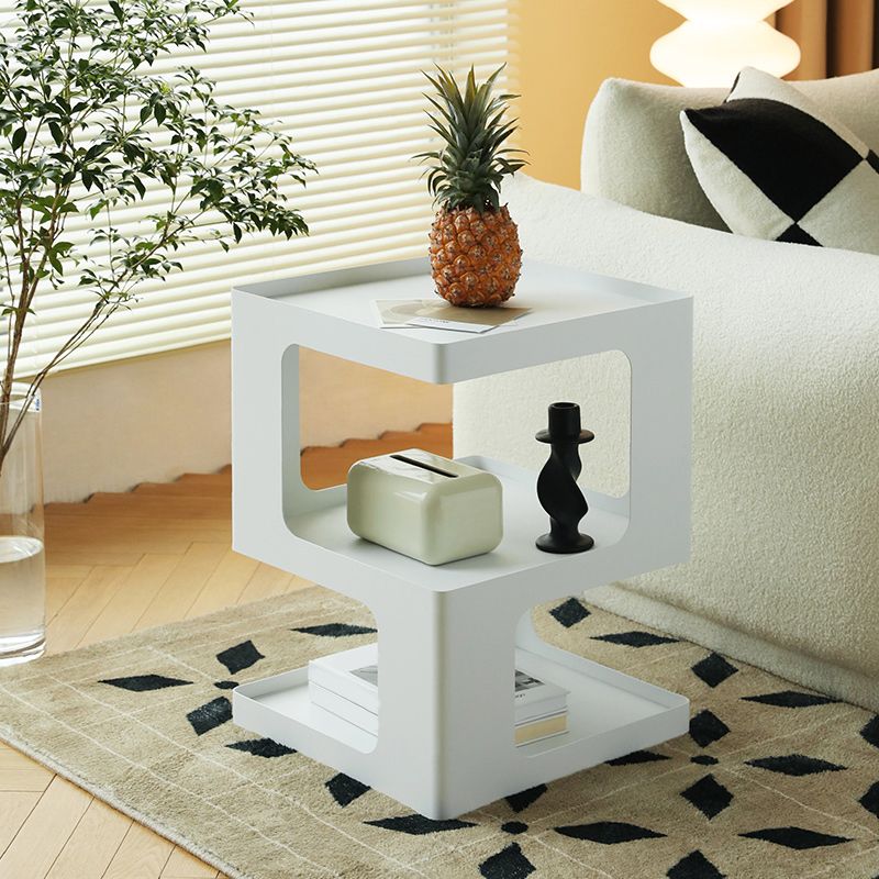 Abstract End Table Sqaure Top Accent Side Table With Shelves