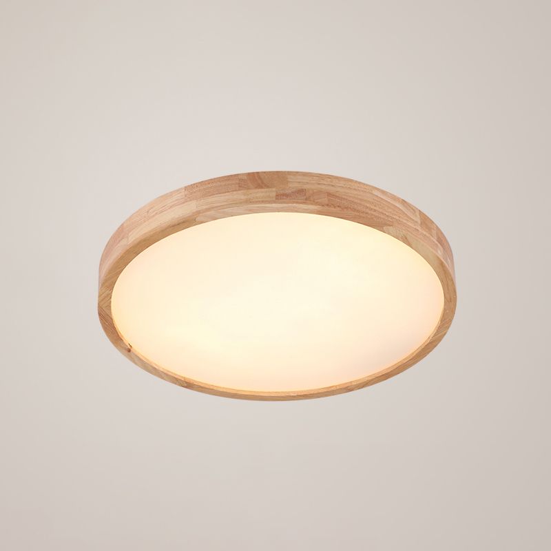 Plafonnier LED de forme ronde, moderne et Simple, en bois, 1 lumière, encastré, pour chambre à coucher