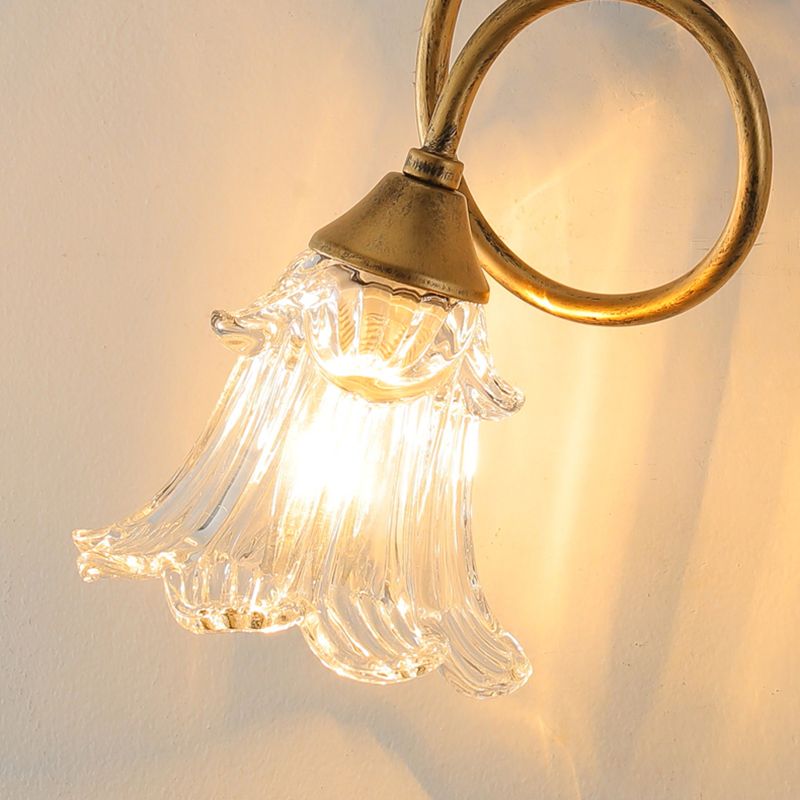 French Style Wall Light Flower Shape Wall Lamp with Glass Shade for Living Room