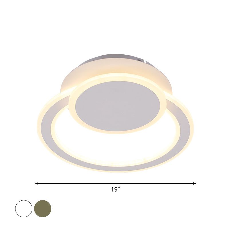 White/Green Hope LED Flush Mount Light Simplicity Metal Ceiling Lighting in Warm/White Light voor slaapkamer