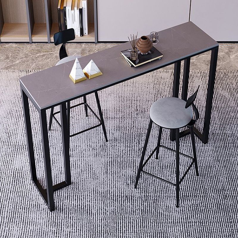 Modern 1/3/4/5 Pieces Bar Table Set Rectangle Stone Counter Table with Stools for Balcony