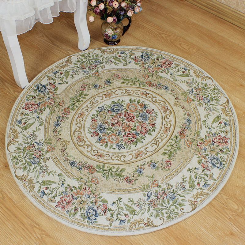 Victorian Style Jacquard Rug Multicolor Cotton Carpet Pet-Friendly Non Slip Backing Rug for Dining Room