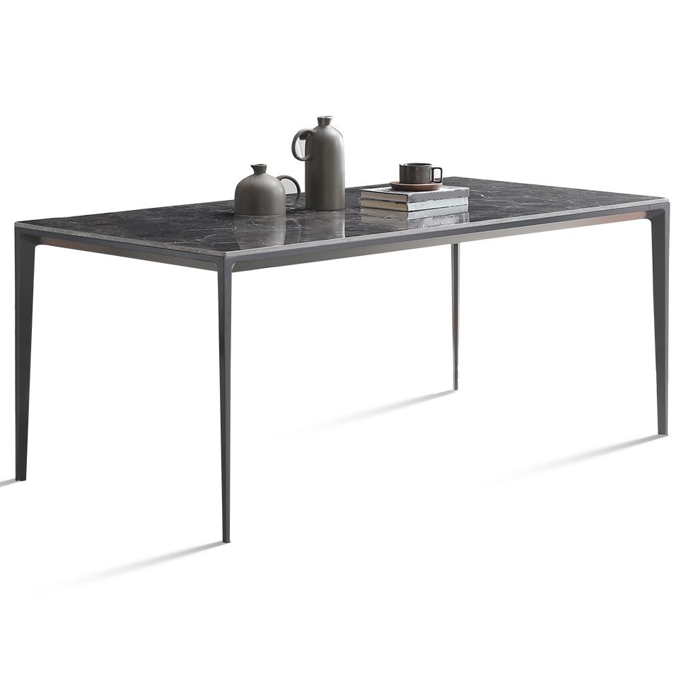 Simple Style Sintered Stone Table 4 Legs Aluminum Base Rectangle Table for Home