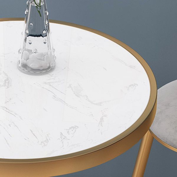 Marble Top Bar Table with Gold Metal Pedestal Glam Pub Table for Small Places