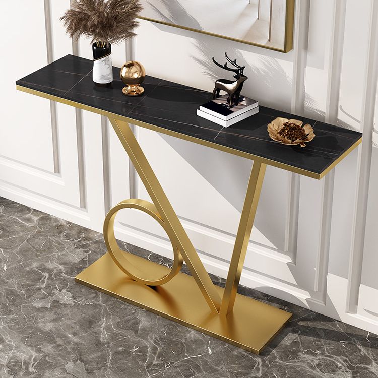 Modern 31.5" Tall Console Table Stone Abstract Base End Table for Hall