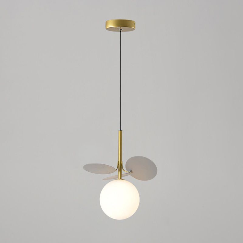 Modern Creative Single Pendant Light Globe Hanging Lamp with White Glass Shade