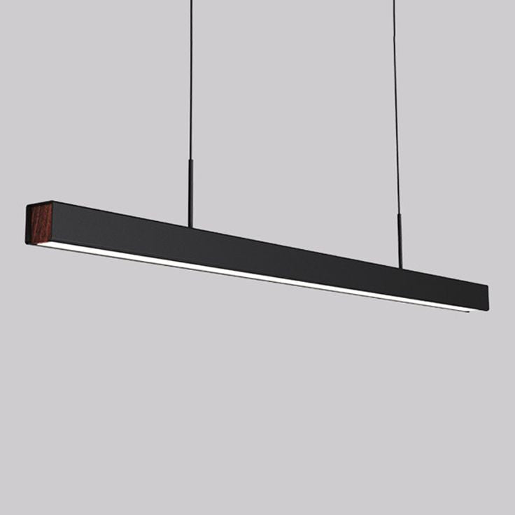 Black Metal Island Lights Modern Linear Restaurant LED Suspension Lamps with Acrylic Shade