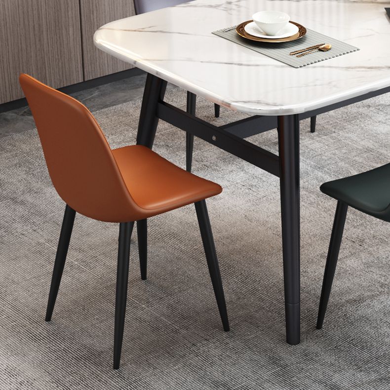 Sedia laterale della sala riunioni in pelle moderna sedia da pranzo solida.
