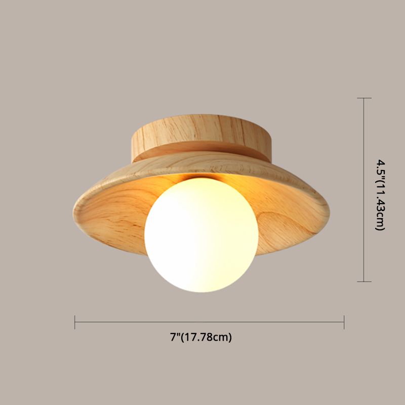 Lámpara de techo de madera moderna y sencilla, mini lámpara de pasillo de montaje semiempotrado con 1 luz