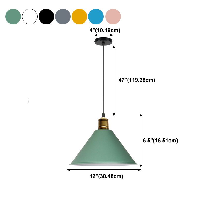 Forme de cône en métal Lumières suspendues modernes Macaron Macaron 1-Light Hanging Mount Fixture