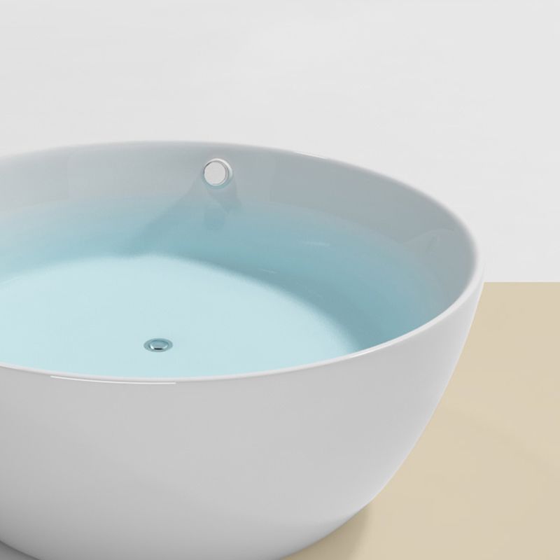 Modern Round Acrylic Bathtub Center Drain and Overflow Trim Tub