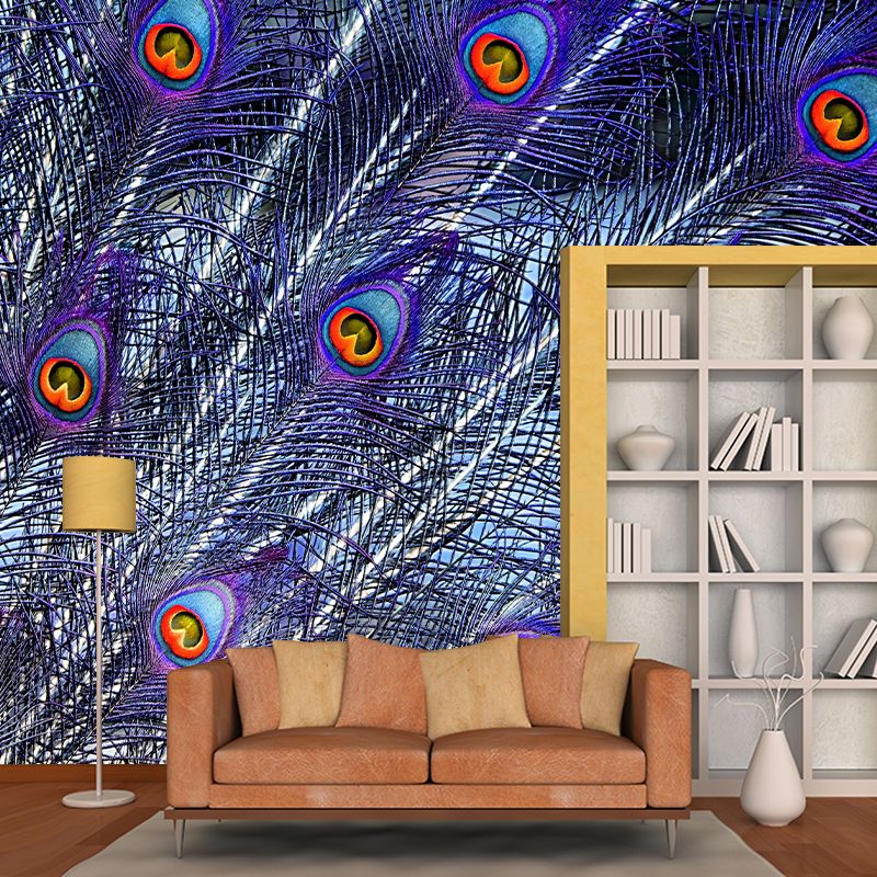 Peacock Feather Wallpaper Mural Tropical Style Girls Room Mural for Wall Decor