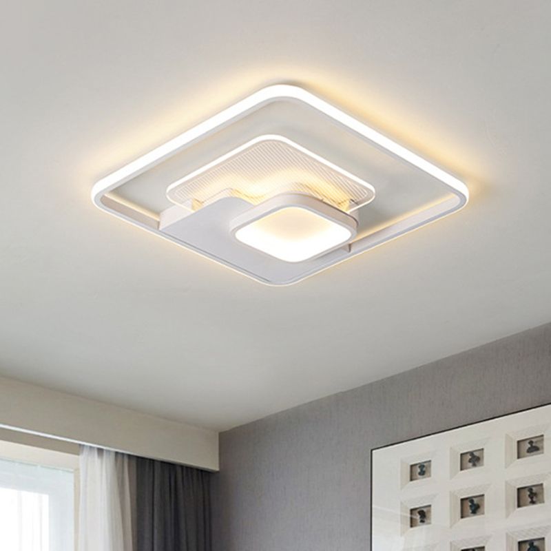 Metallic Square Flush Lamp Modern Black and White/White LED Ceiling Mounted in Warm/White Light, 16.5"/20.5" Wide