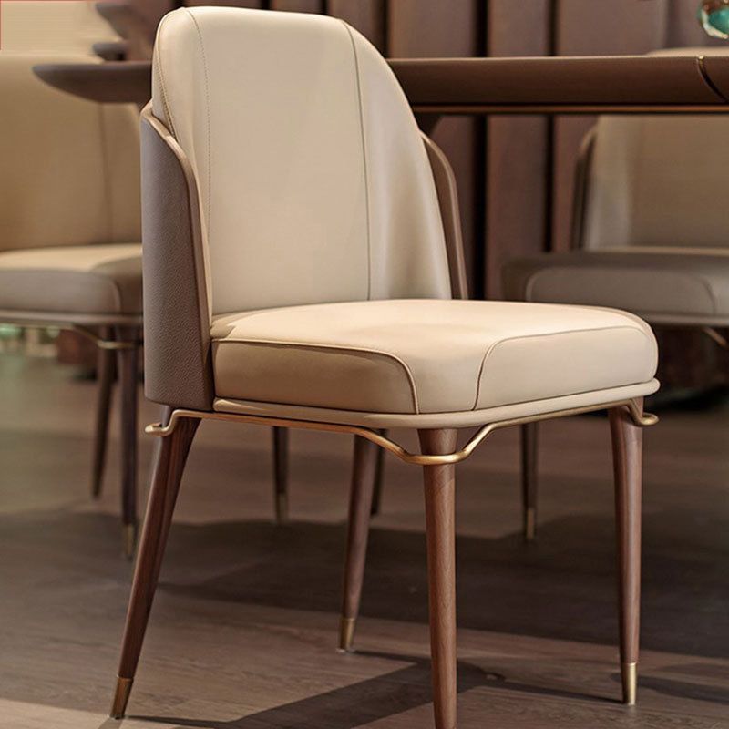 Glam Style Kitchen Dining Chairs Upholstered Side Chairs with Wood Legs