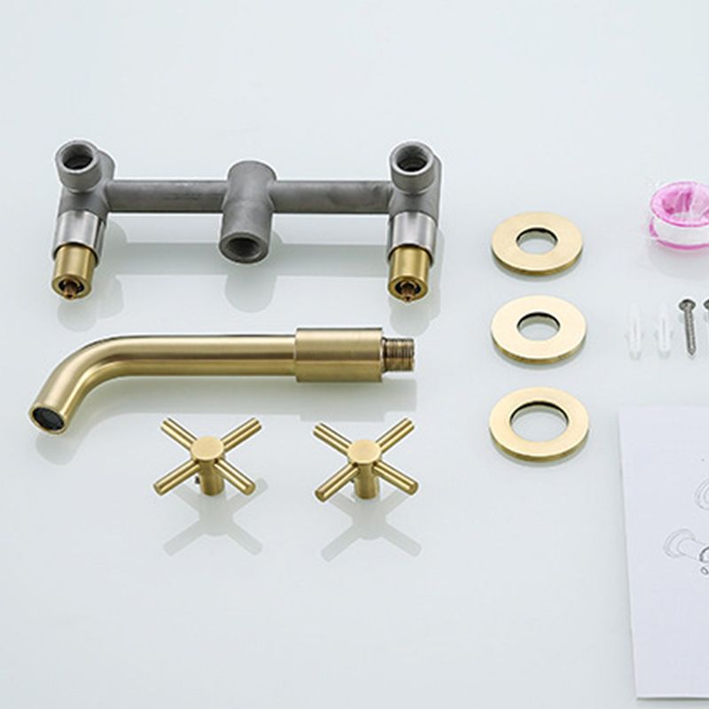 Glam Style Faucet 3 Holes Wall Mounted Bathroom Faucets with 2 Cross Handles