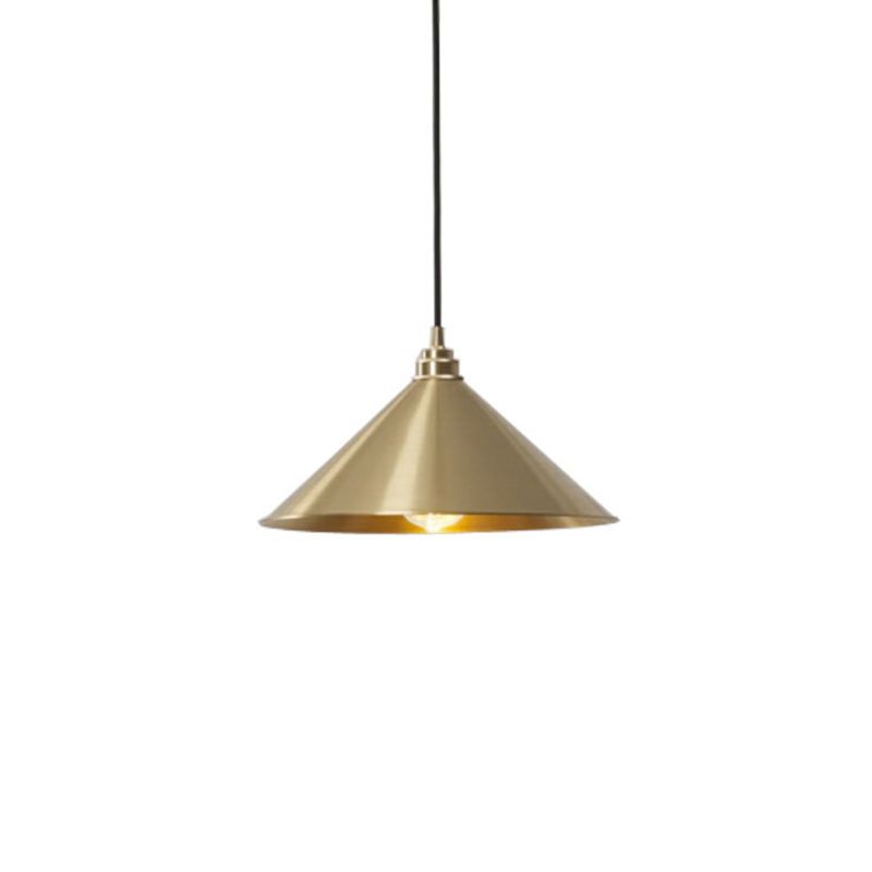 Cone Dining Room Pendant Lamp Rustic Metallic 1 Bulb Brass Finish Down Lighting