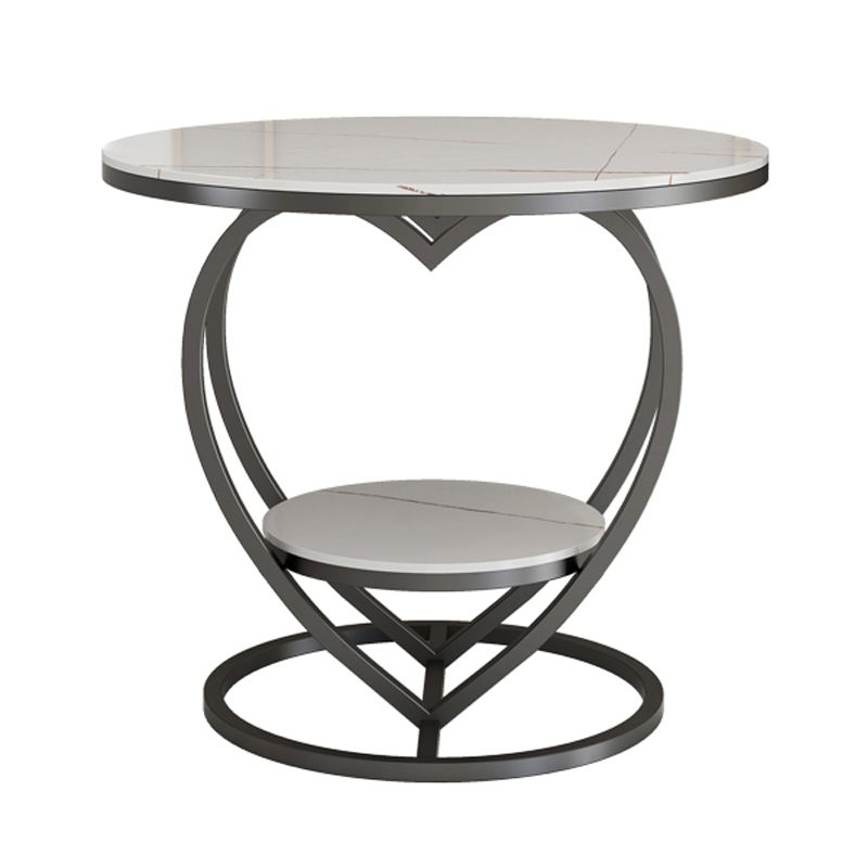 Modern 19.6"/23.6" Tall Round Slate Top Side Table Iron Abstract End Table