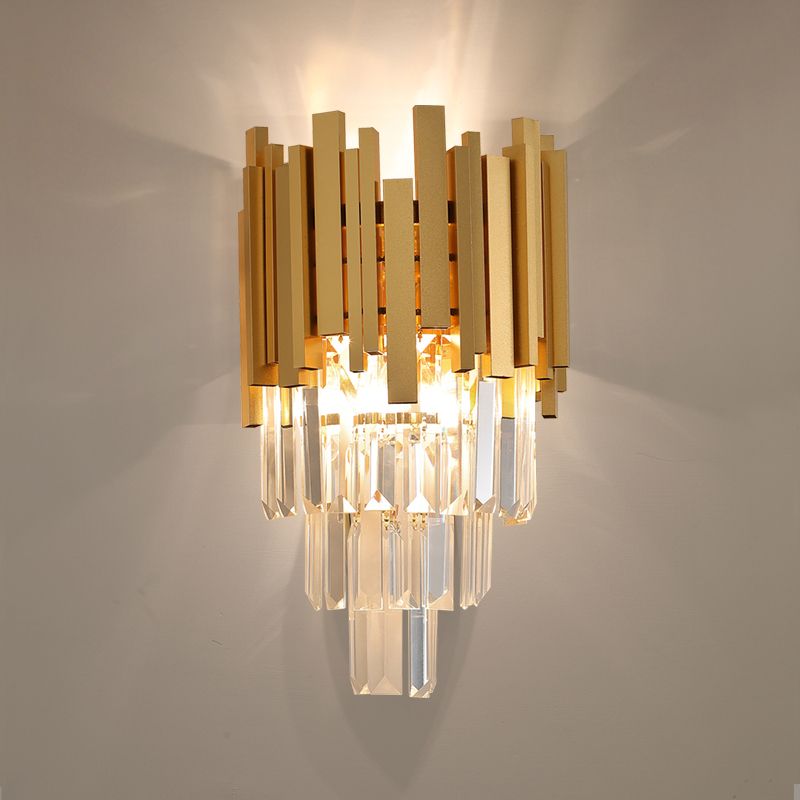 Lampade a sconde di cristallo in stile moderno a strati multi -luci a strati di montaggio a parete trasparente