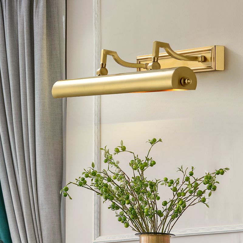 Postmodern Traditional Cylinder Vanity Sconce Lights Brass Wall Mount Light Fixture for Bathroom