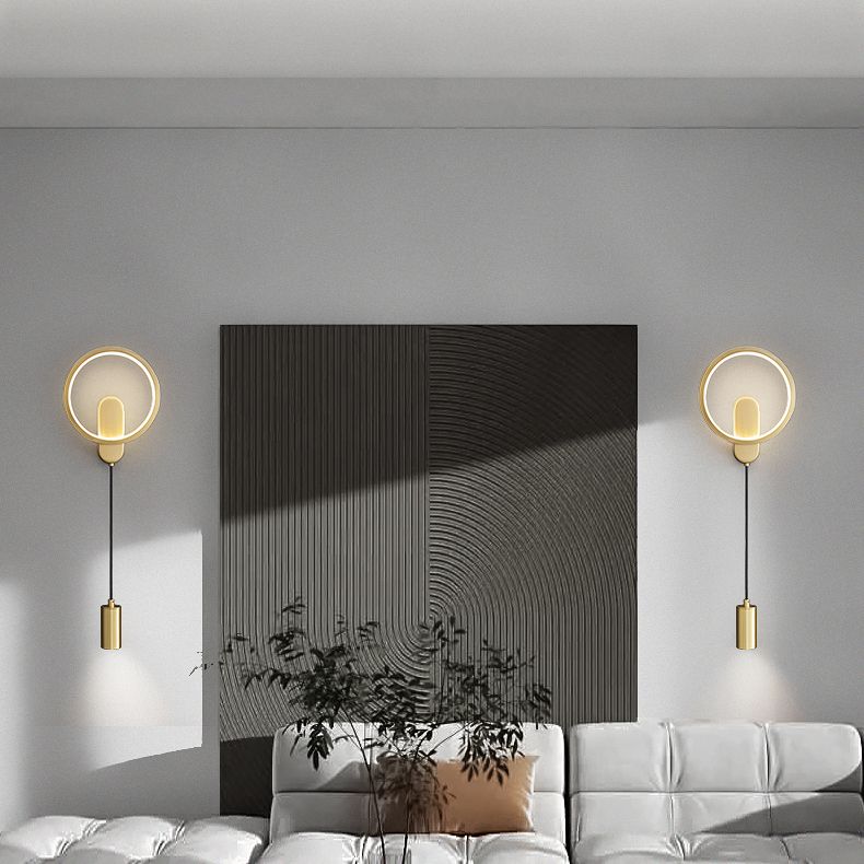 Luz de pared LED de latón moderna Geométrica 31 "Disconámbate de pared de alta lectura para sala de estar