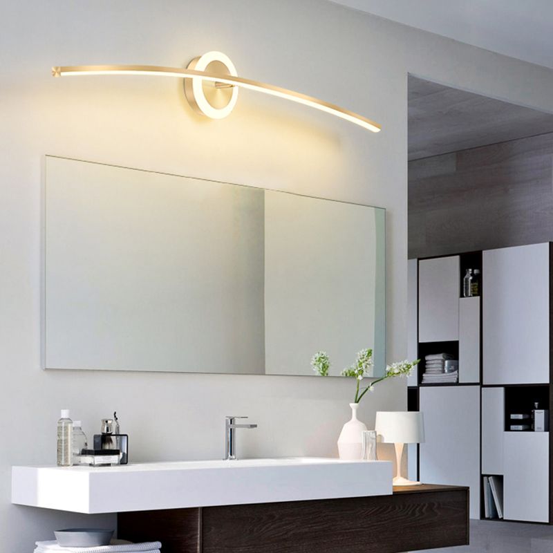 Linear Shape Metal Wall Light Modern Style 2 Lights Mirror Wall Mount Light