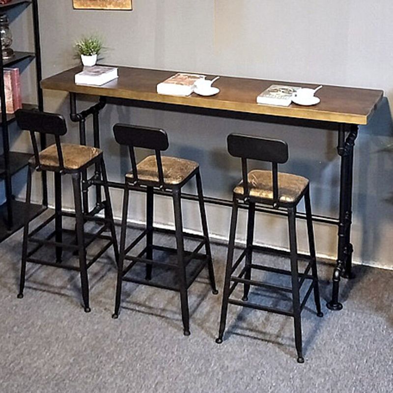 Modern Bar Dining Table Solid Wood Rectangle Bar Table in Brown