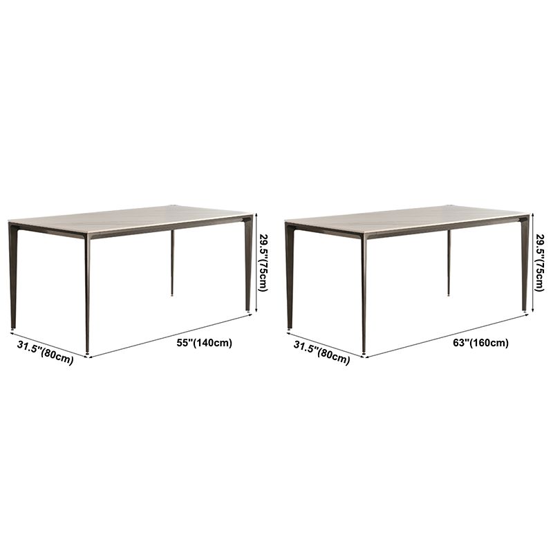 Contemporary Sintered Stone Dining Table 4 Legs Rectangular Table in White