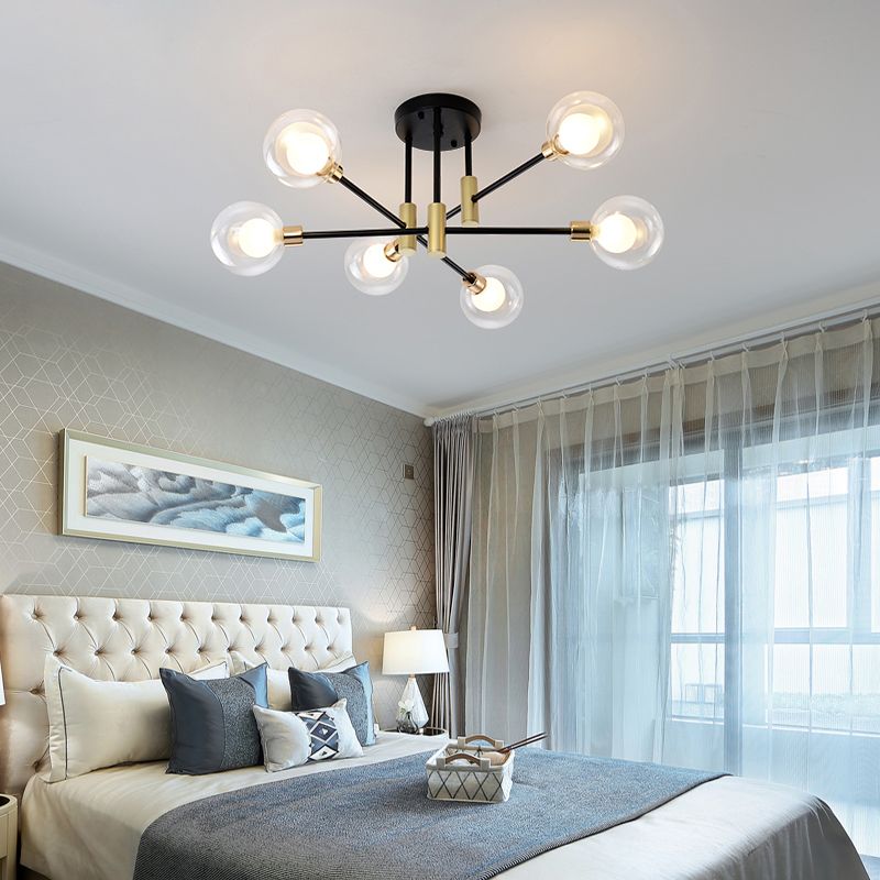 Contemporary Sphere Flush Light Fixture Glass Flush Mount Lights in Black