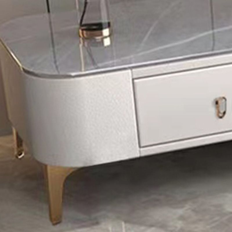 Triangle Slate Coffee Table Glam 4 Legs with 2 Storage Drawers